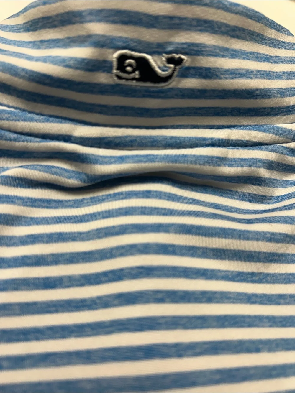 Child XL Vineyard Vines Blue & White Striped Quarter Zip Pullover